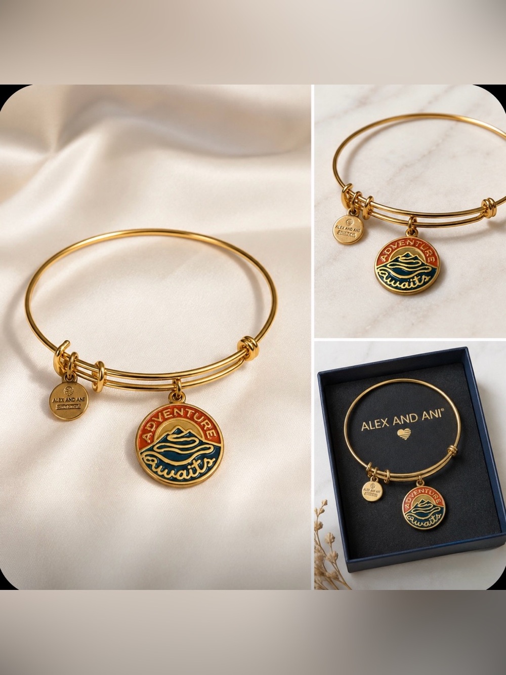 Alex and Ani Gold 'Adventure Awaits' Charm Bangle Bracelet